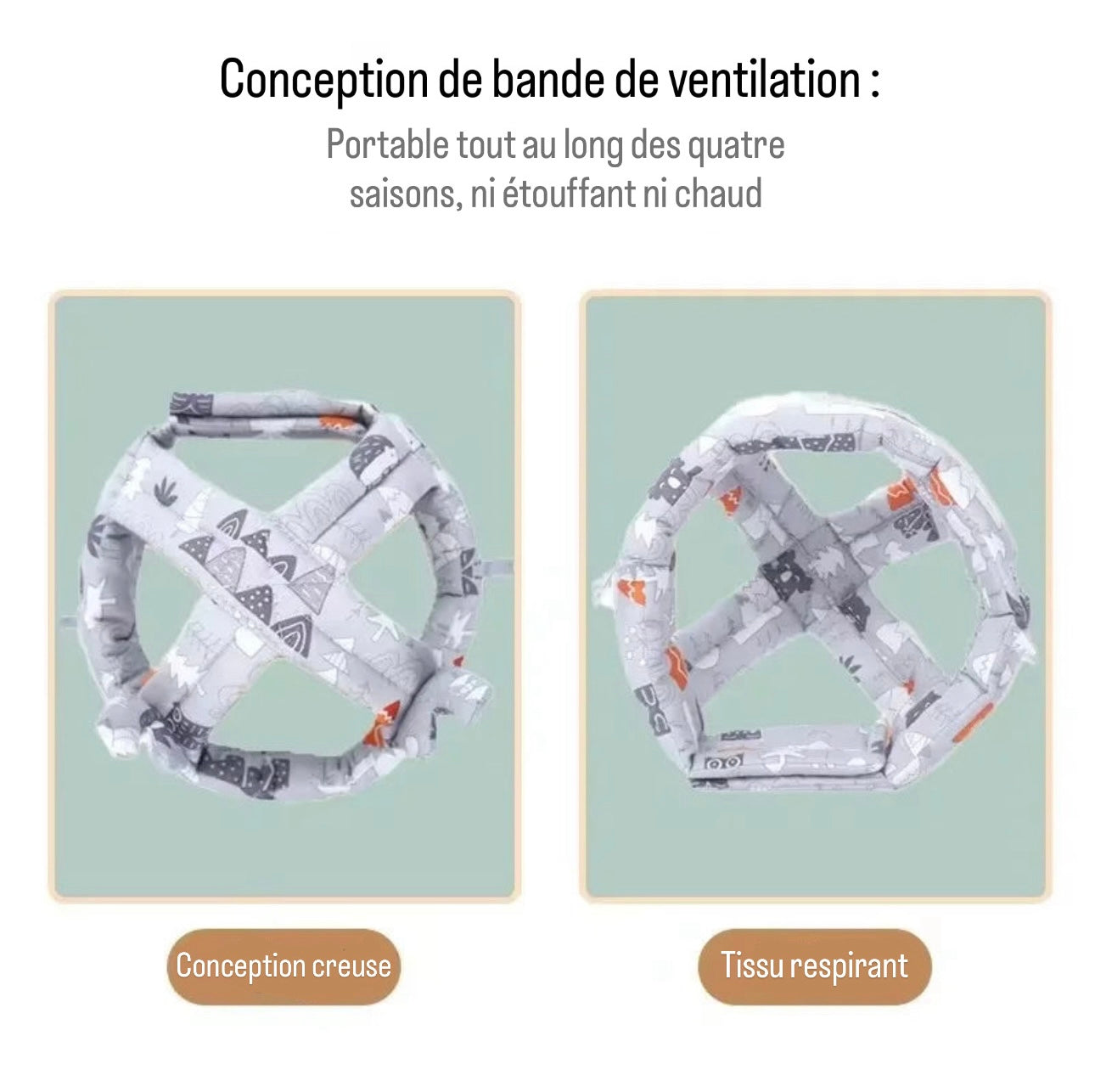 Bonnet anti-collision pour bébé respirant et lavable
