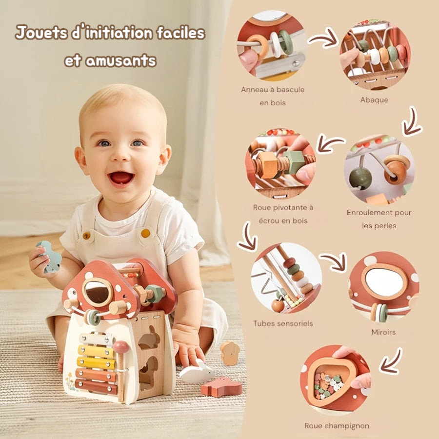 Jouets montessori en bois en forme de champignon