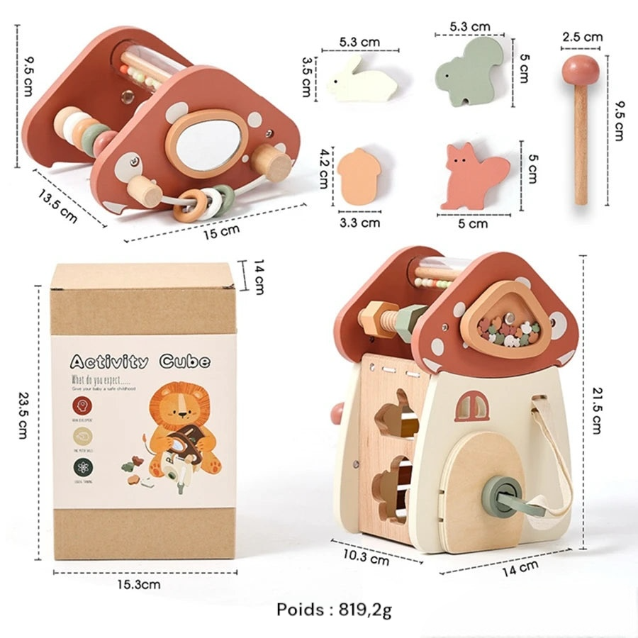 Jouets montessori en bois en forme de champignon
