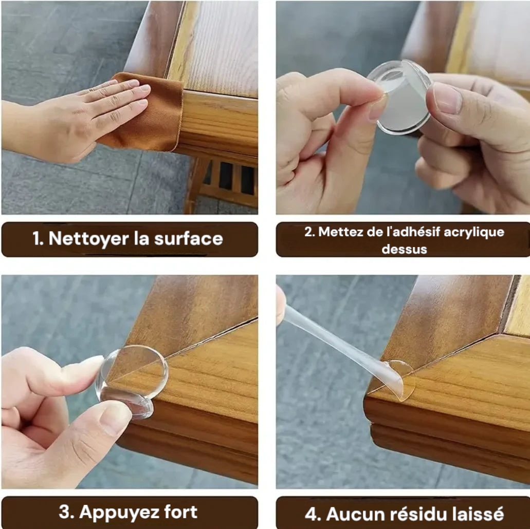 Lot de 12 protections de sécurité en silicone pour coins de table
