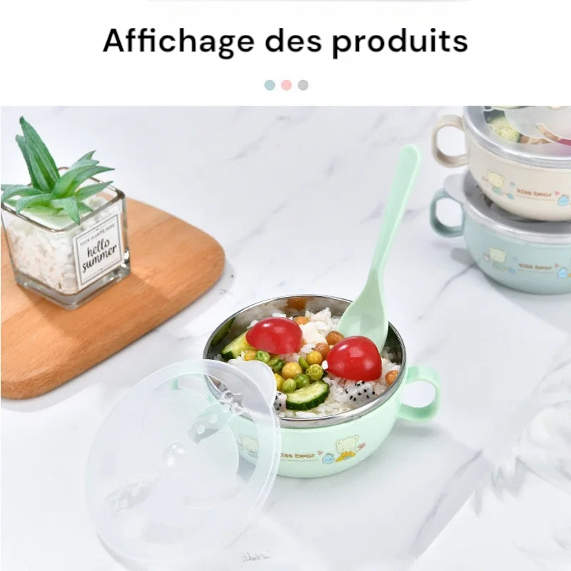Bol d'alimentation pour bébé en acier inoxydable