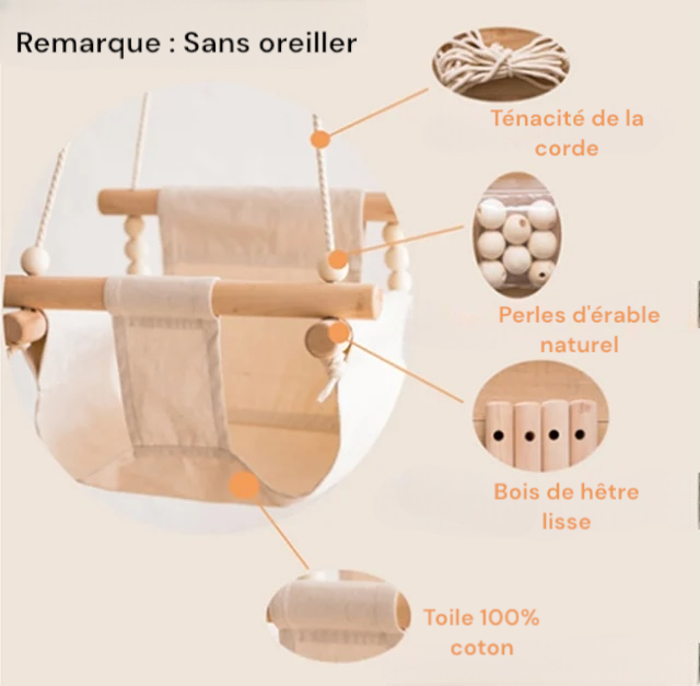Balançoire en toile suspendue en bois