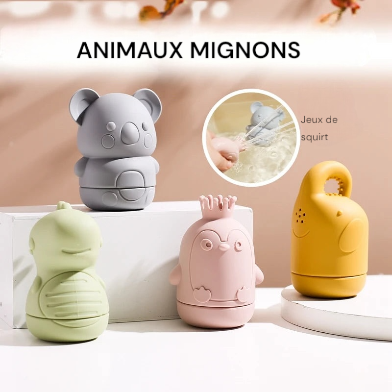 Jouets de bain en silicone mignons animaux