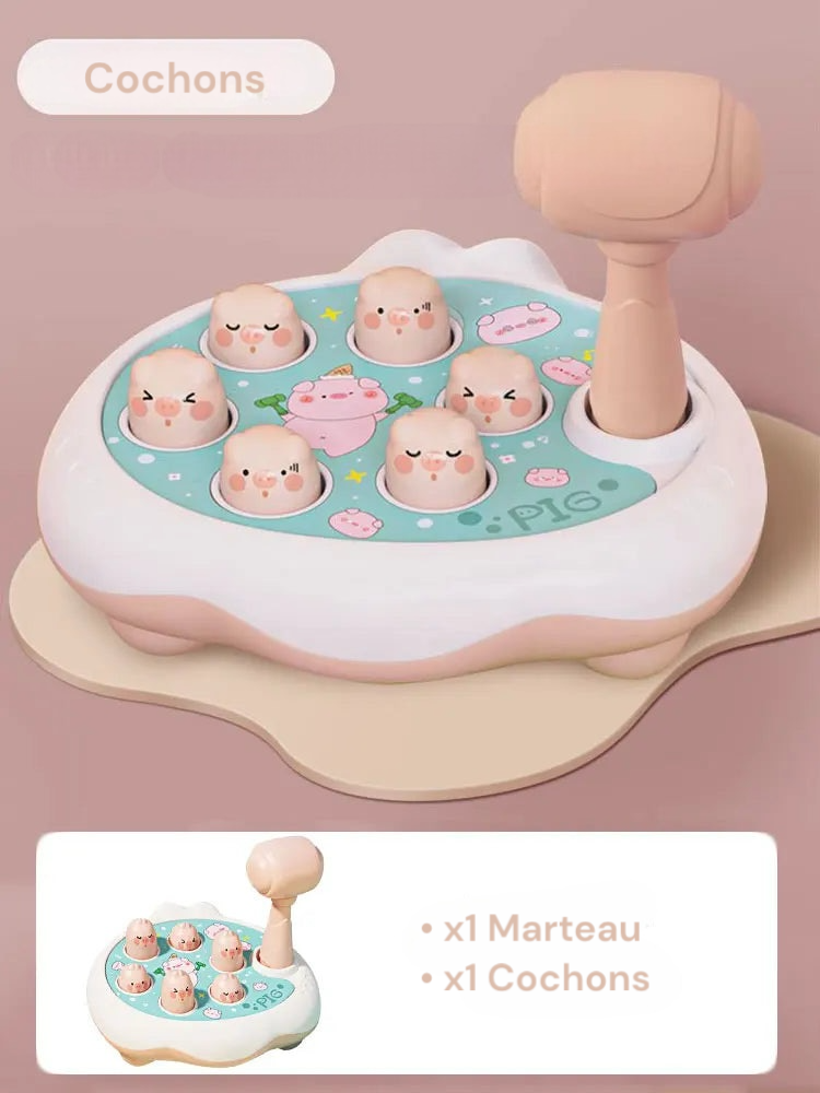 Jouet montessori canard, grenouille, cochon avec marteau