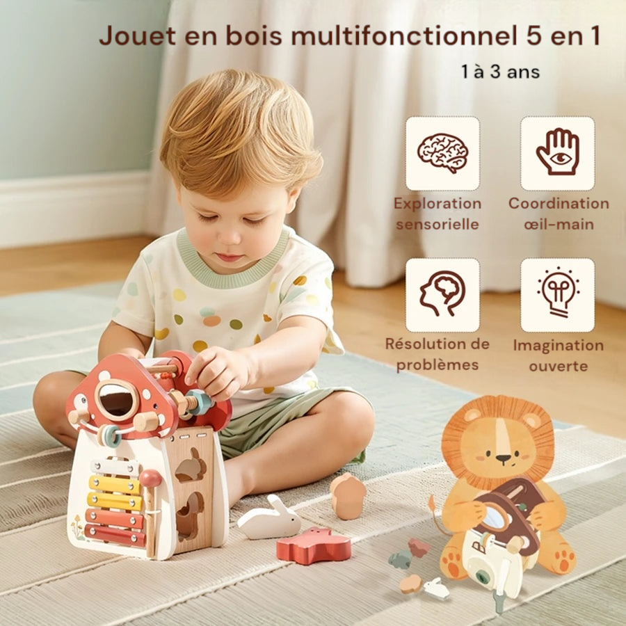 Jouets montessori en bois en forme de champignon