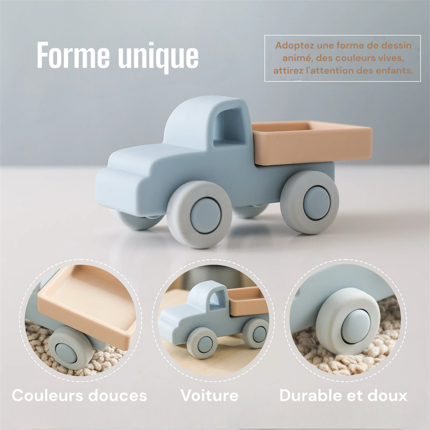 Jouets voiture en silicone Montessori