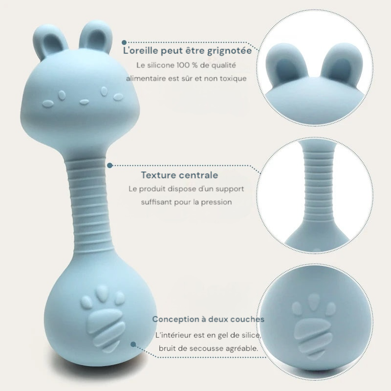 Hochet de dentition en silicone de qualité alimentaire