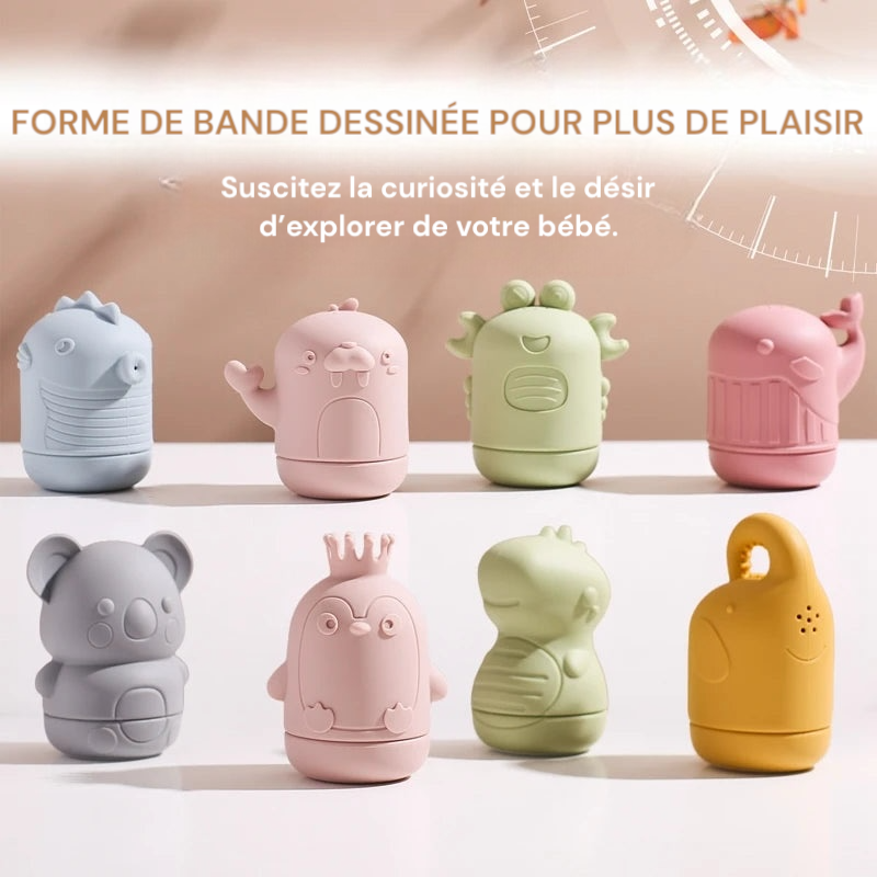 Jouets de bain en silicone mignons animaux