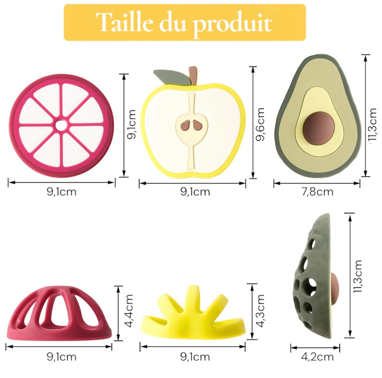 Anneau de dentition en silicone en forme de légume et de fruit