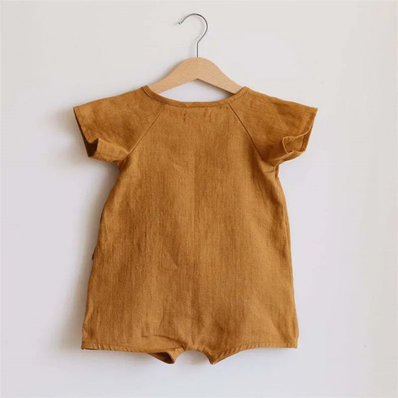 Barboteuse en lin et coton