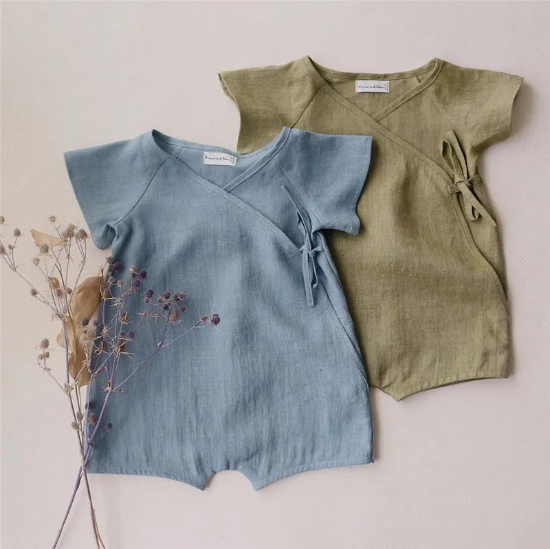 Barboteuse en lin et coton