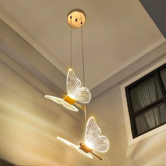 Lámpara colgante de techo con forma de mariposa LED moderna, ideal para mesita de noche, sala de estar, comedor, cocina, decoración.