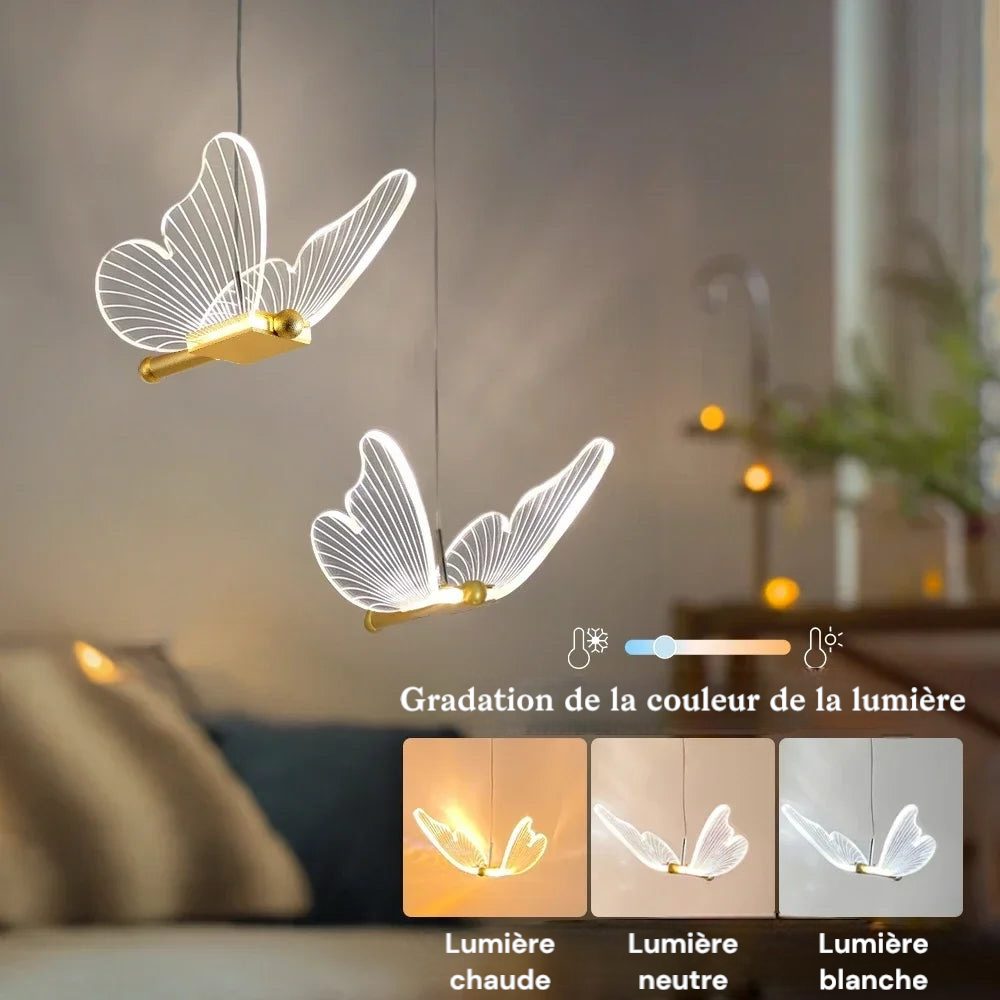 Lámpara colgante de techo con forma de mariposa LED moderna, ideal para mesita de noche, sala de estar, comedor, cocina, decoración.