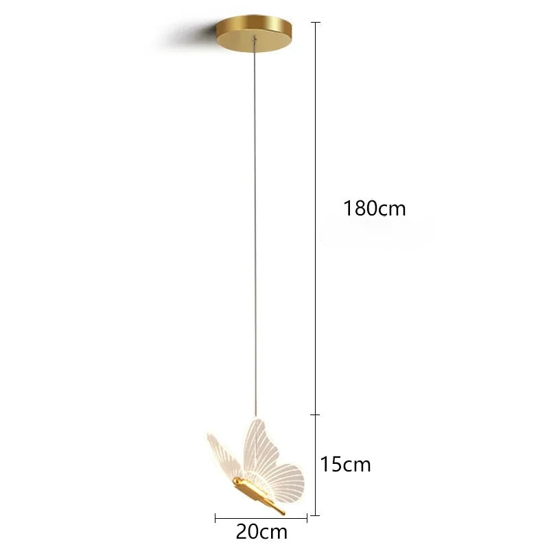 Lámpara colgante de techo con forma de mariposa LED moderna, ideal para mesita de noche, sala de estar, comedor, cocina, decoración.