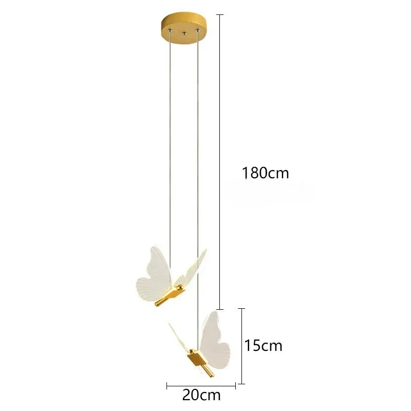 Lámpara colgante de techo con forma de mariposa LED moderna, ideal para mesita de noche, sala de estar, comedor, cocina, decoración.