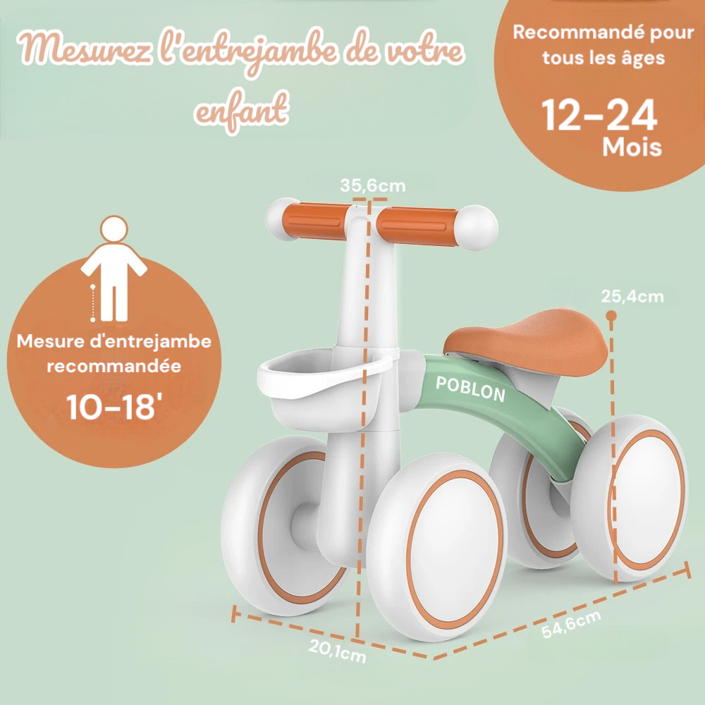 Vélo d'équilibre à 4 roues sans pédales
