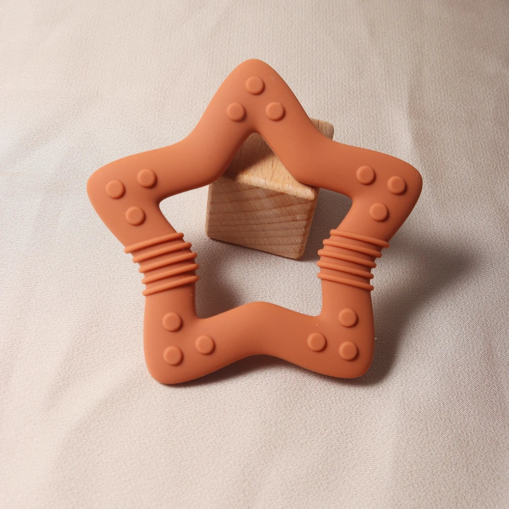 Anneau de dentition en silicone en forme de cœur & d’étoiles