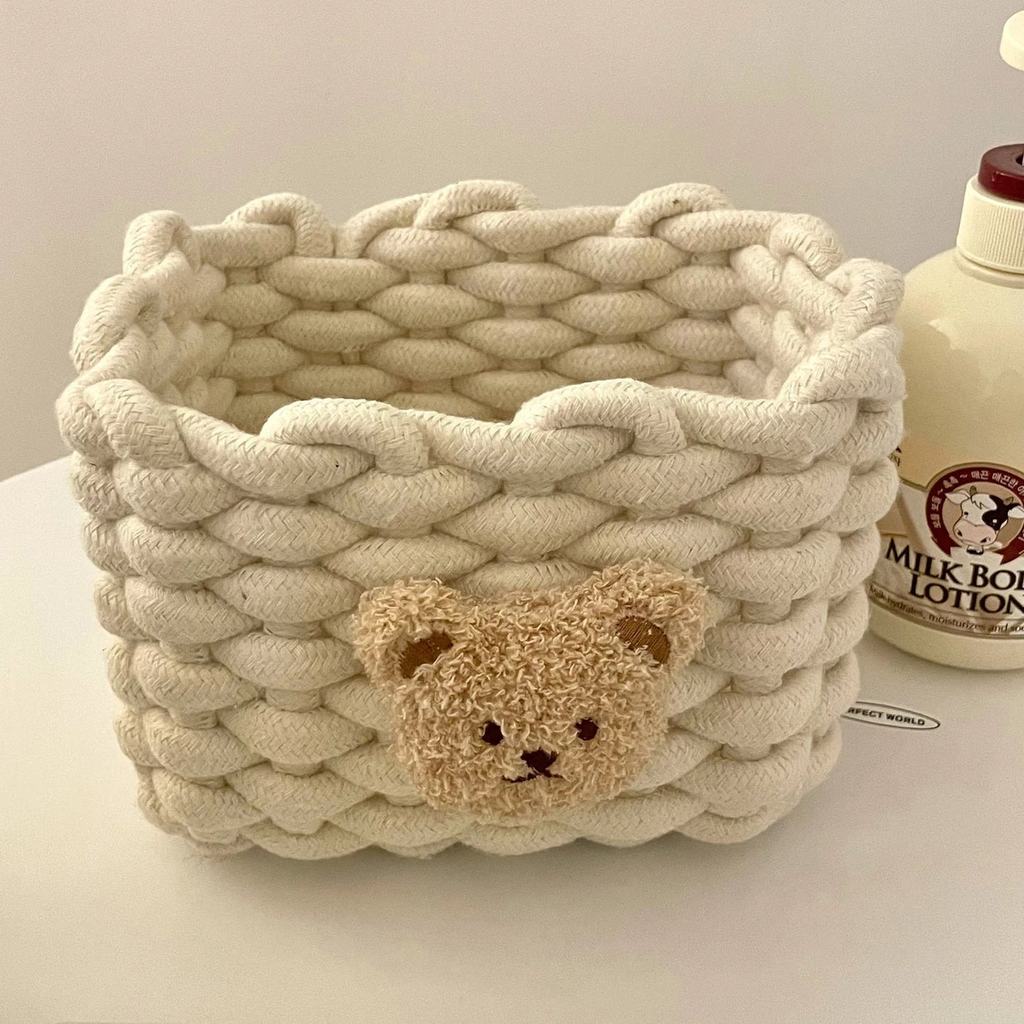 Panier de rangement en corde de coton tissé à la main
