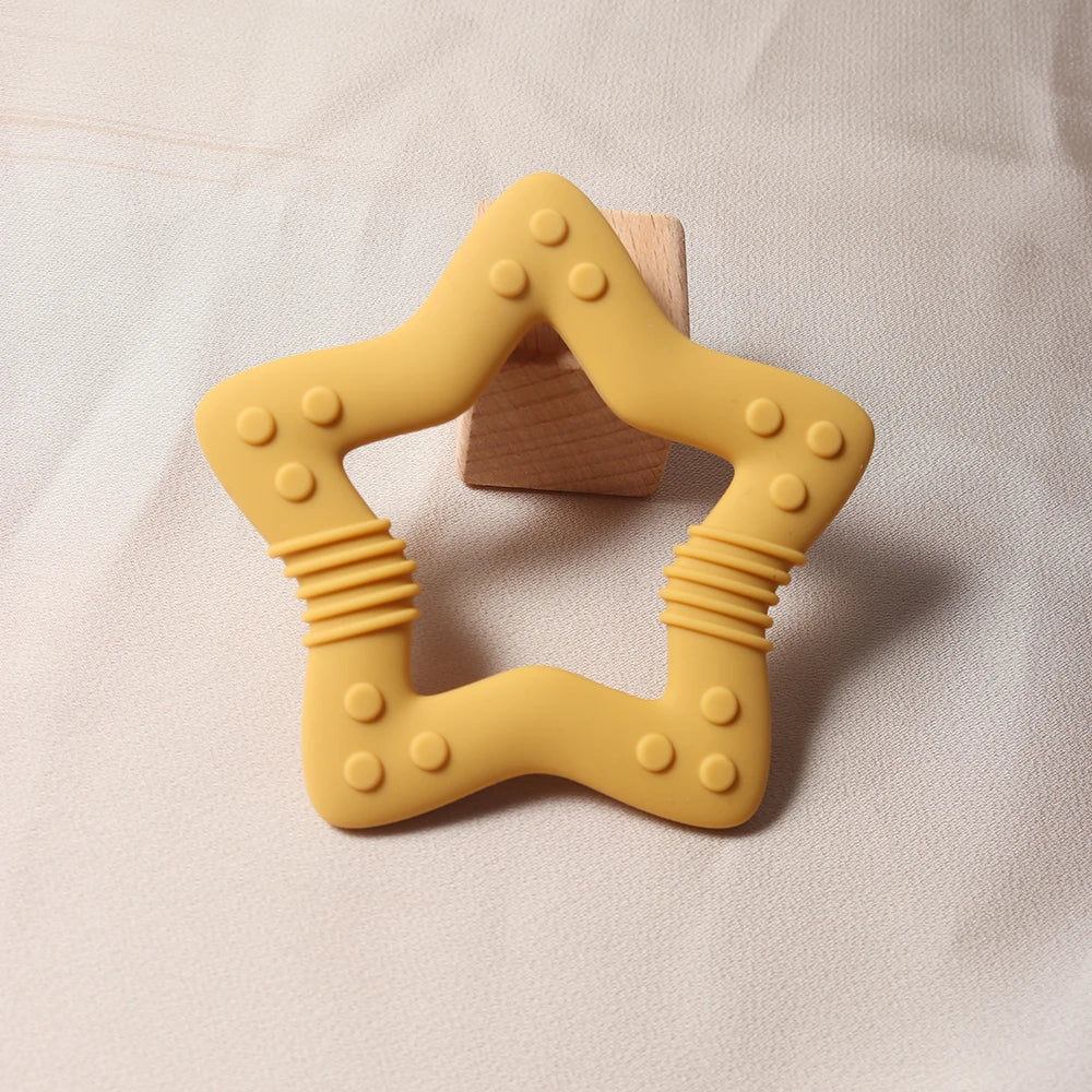 Anneau de dentition en silicone en forme de cœur & d’étoiles