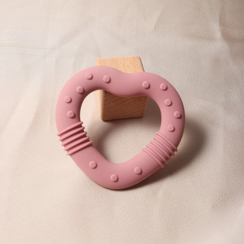 Anneau de dentition en silicone en forme de cœur & d’étoiles