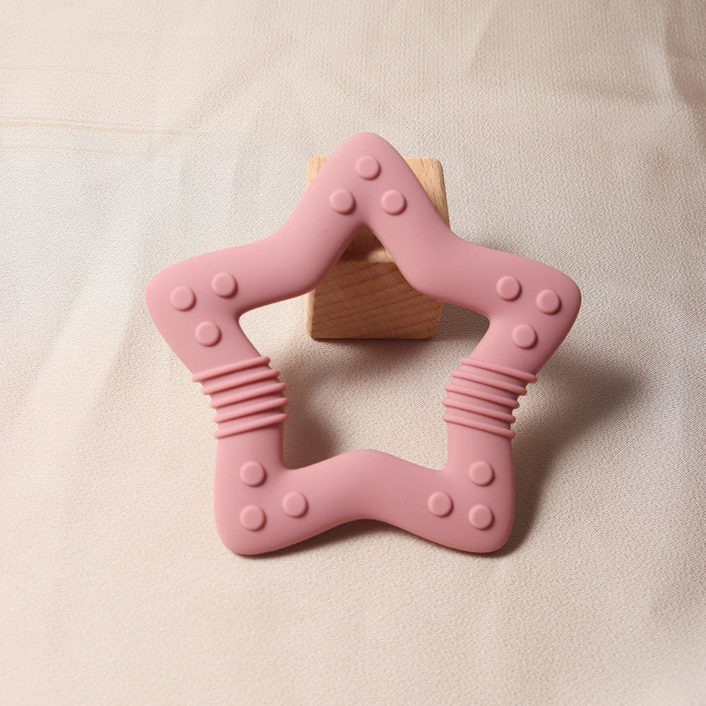 Anneau de dentition en silicone en forme de cœur & d’étoiles