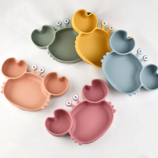 Assiette à manger en silicone motif crabe