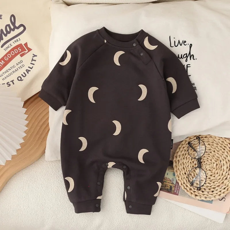 Pyjama à manches longues motif lune et soleil en coton