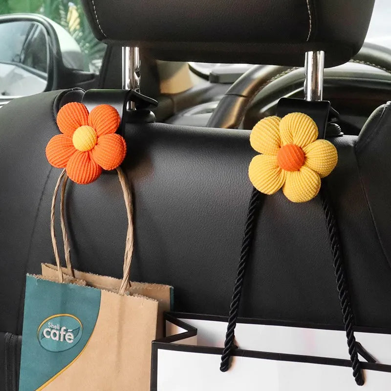 Lot de 2 crochets de rangement pour dossier de siège de voiture motif florale