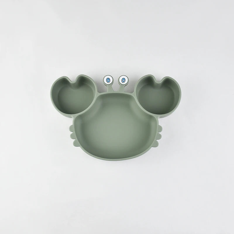 Assiette à manger en silicone motif crabe