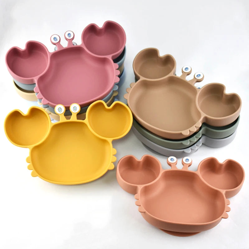 Assiette à manger en silicone motif crabe