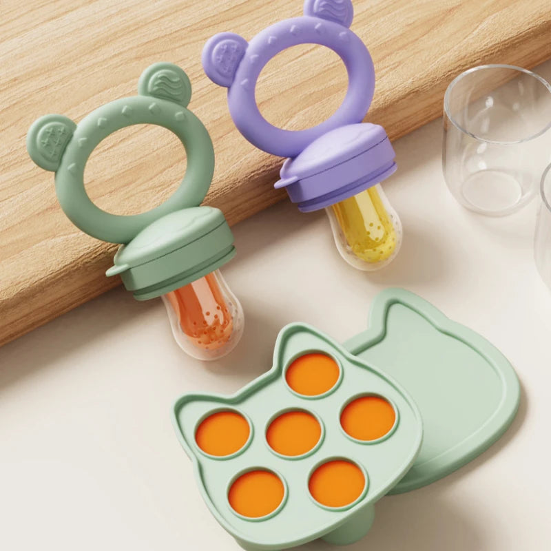 Grignoteuse à fruits pour bébé et Mini plateau de congélateur avec couvercle
