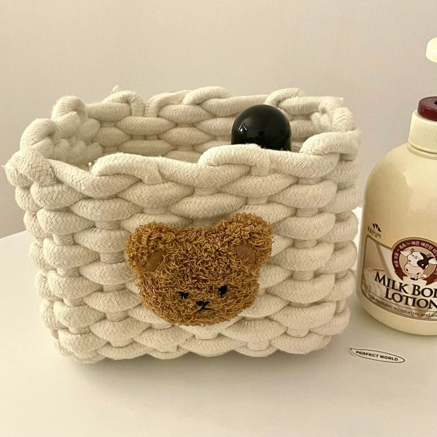 Panier de rangement en corde de coton tissé à la main
