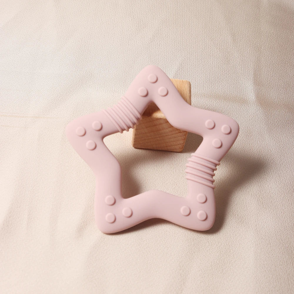 Anneau de dentition en silicone en forme de cœur & d’étoiles