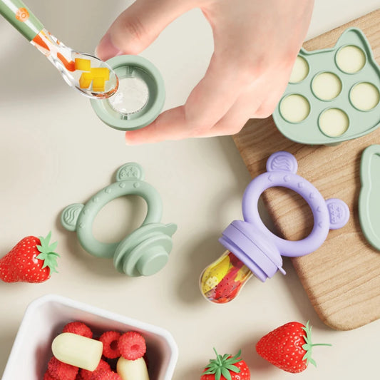 Grignoteuse à fruits pour bébé et Mini plateau de congélateur avec couvercle
