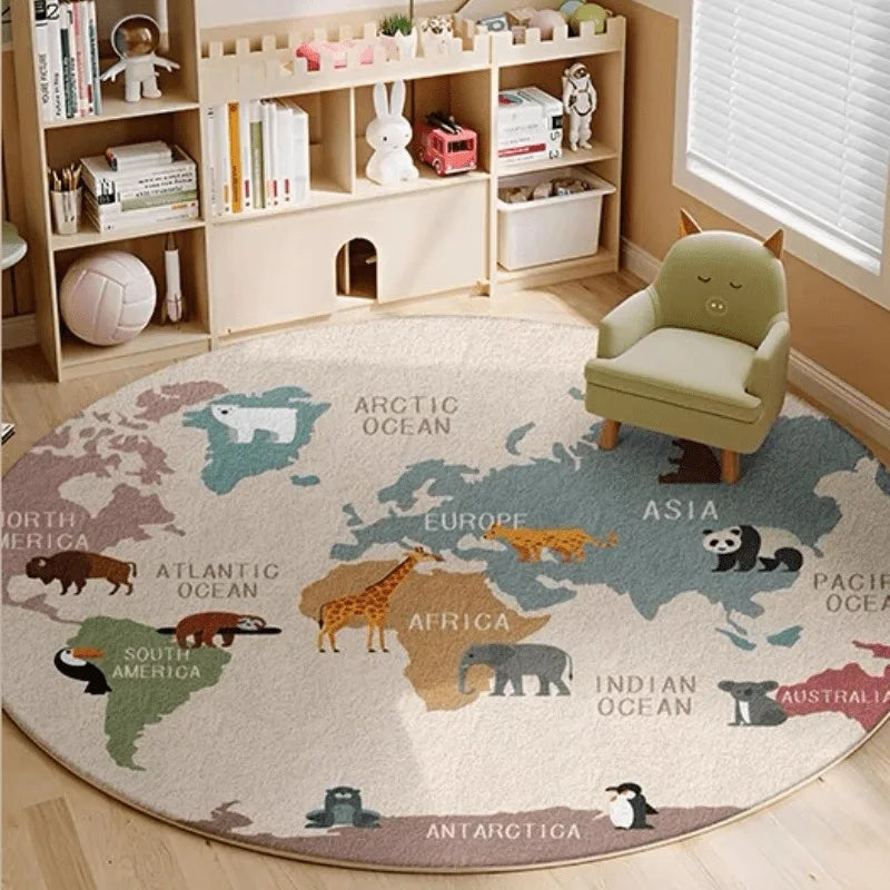 Tapis rond carte du monde