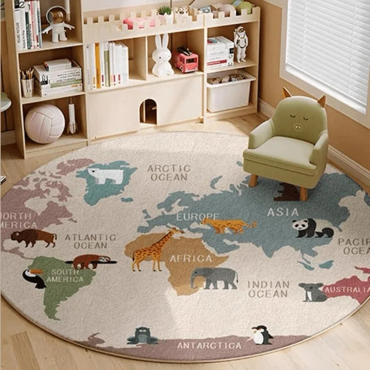 Tapis rond carte du monde