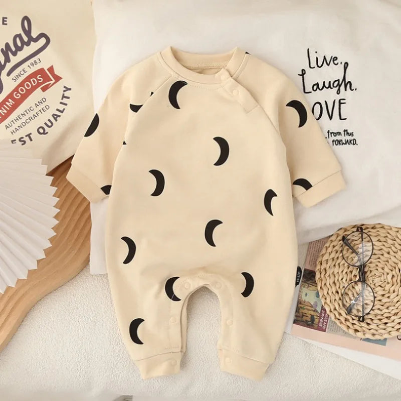 Pyjama à manches longues motif lune et soleil en coton