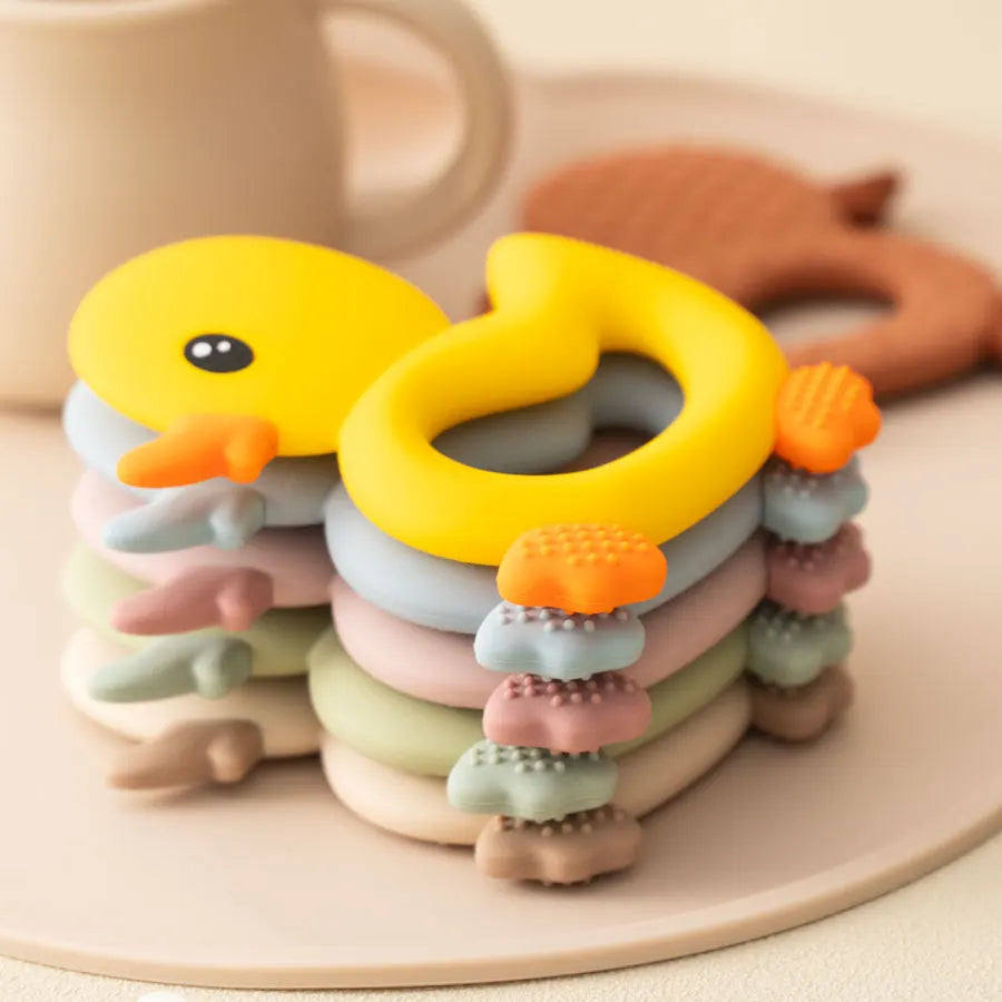 Anneau de dentition en silicone en forme de canard
