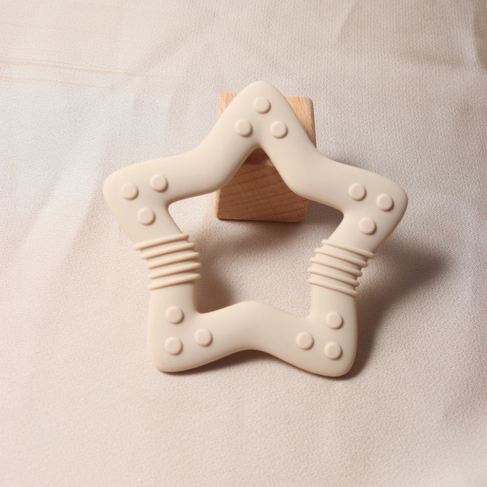 Anneau de dentition en silicone en forme de cœur & d’étoiles