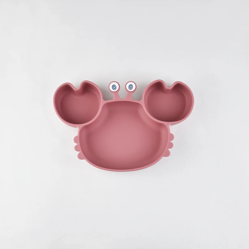 Assiette à manger en silicone motif crabe