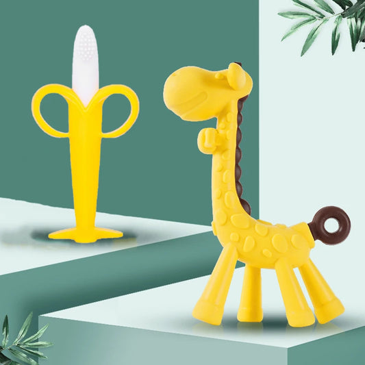 Lot de 2 brosses à dents en silicone, apaisent les gencives de bébé