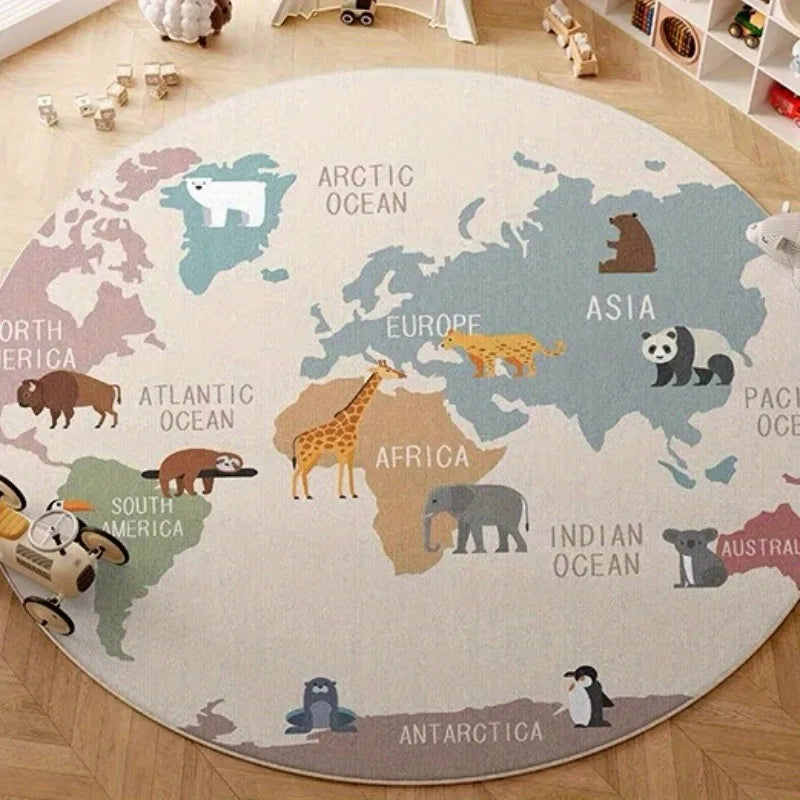 Tapis rond carte du monde