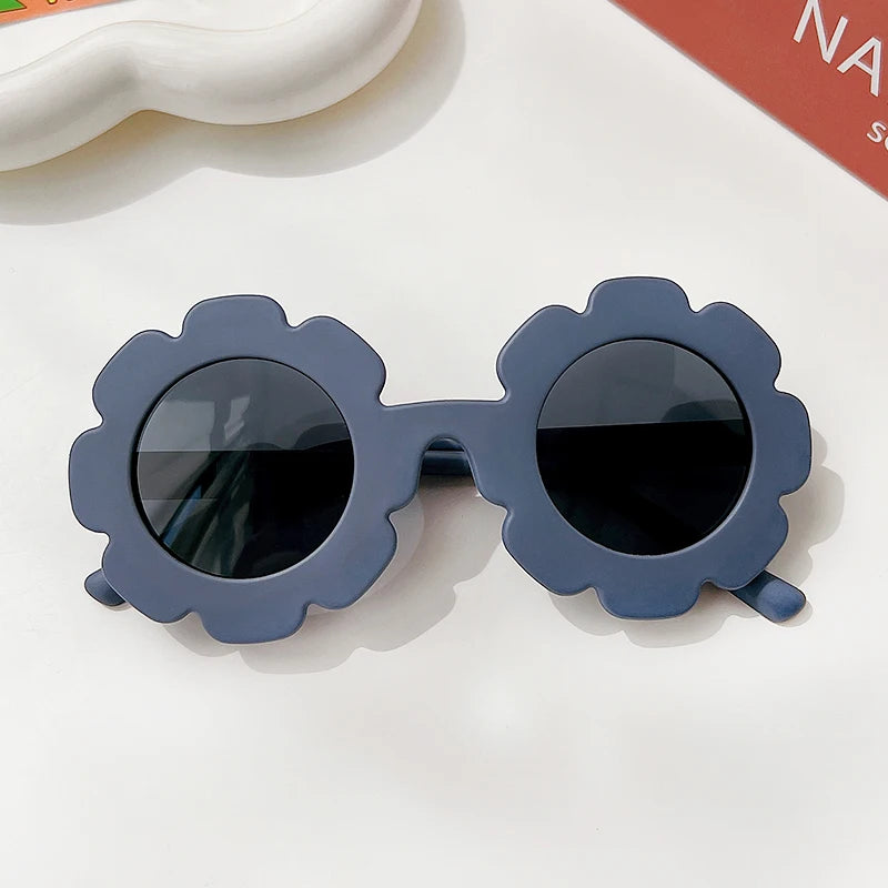 Lunettes de soleil rondes pour enfants, verres à fleurs
