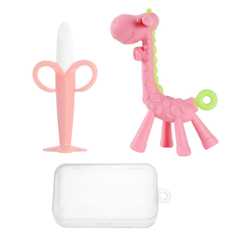Lot de 2 brosses à dents en silicone, apaisent les gencives de bébé