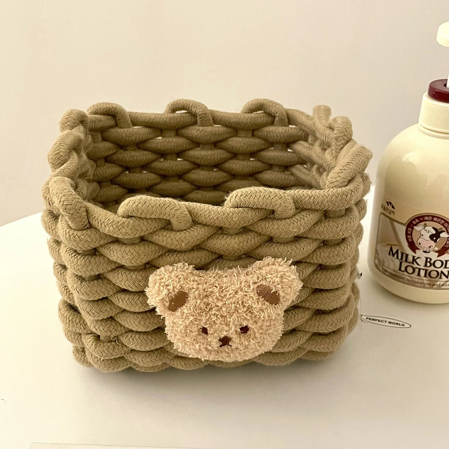 Panier de rangement en corde de coton tissé à la main