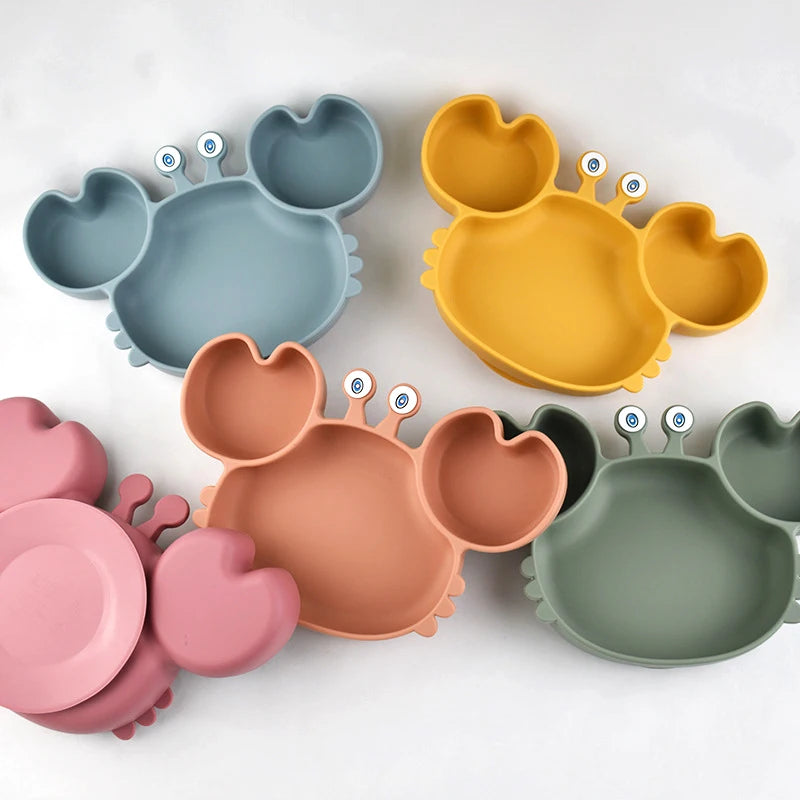 Assiette à manger en silicone motif crabe