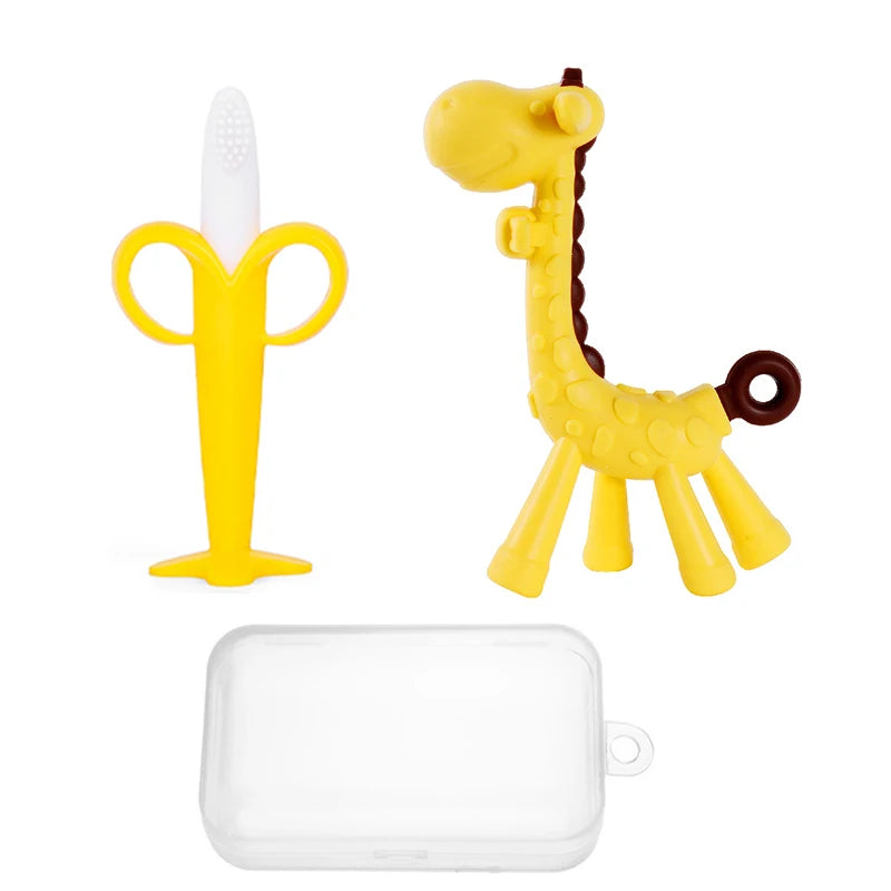 Lot de 2 brosses à dents en silicone, apaisent les gencives de bébé
