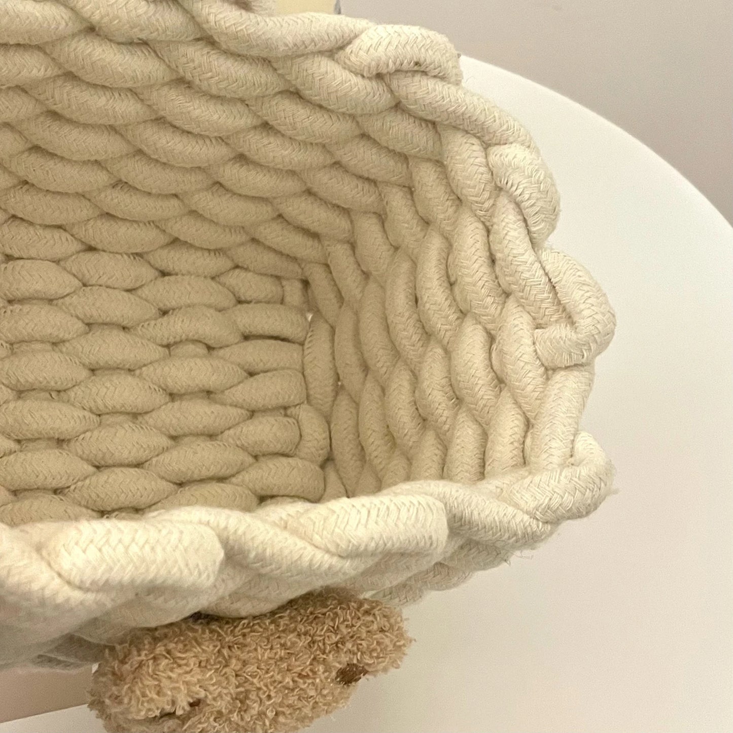 Panier de rangement en corde de coton tissé à la main