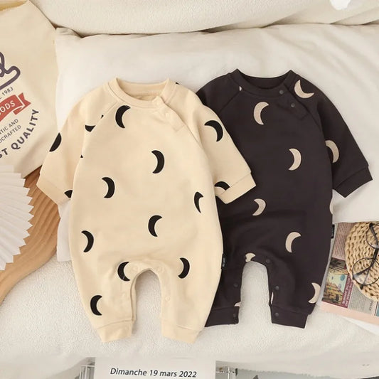Pyjama à manches longues motif lune et soleil en coton