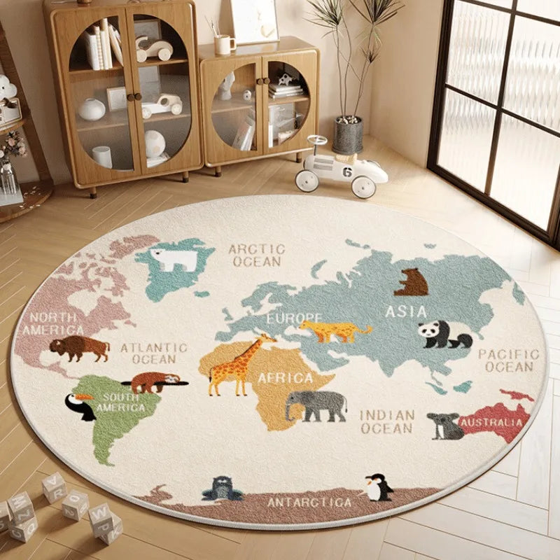 Tapis rond carte du monde